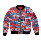 Newcastle Knights Rugby Sleeve Zip Bomber Jacket Graffiti Typography Urban Camo Abstract Street Style
