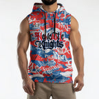 Newcastle Knights Rugby Sleeveless Hoodie Graffiti Typography Urban Camo Abstract Street Style
