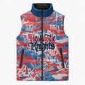 Newcastle Knights Rugby Sleeveless Puffer Jacket Graffiti Typography Urban Camo Abstract Street Style