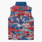 Newcastle Knights Rugby Sleeveless Puffer Jacket Graffiti Typography Urban Camo Abstract Street Style