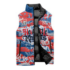 Newcastle Knights Rugby Sleeveless Puffer Jacket Graffiti Typography Urban Camo Abstract Street Style