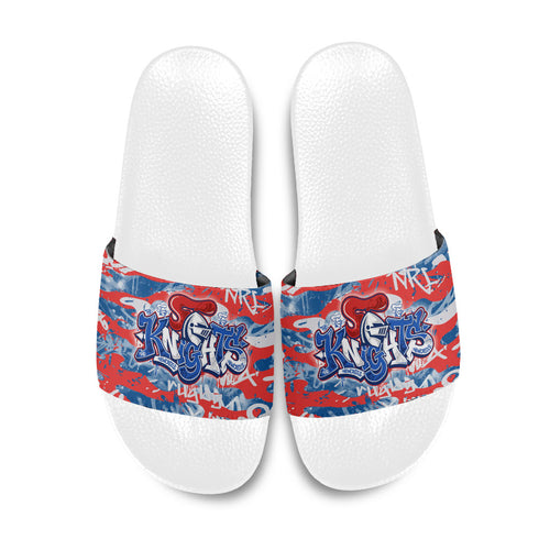 Newcastle Knights Rugby Slide Sandals Graffiti Typography Urban Camo Abstract Street Style