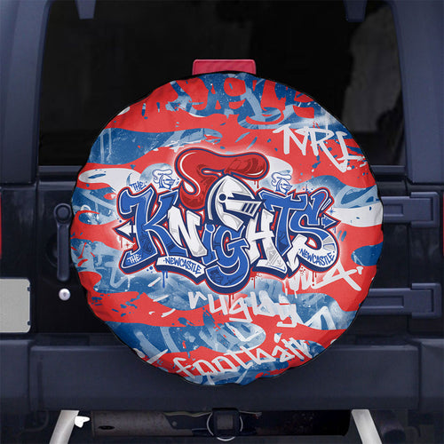 Newcastle Knights Rugby Spare Tire Cover Graffiti Typography Urban Camo Abstract Street Style