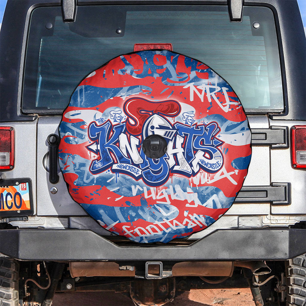 Newcastle Knights Rugby Spare Tire Cover Graffiti Typography Urban Camo Abstract Street Style