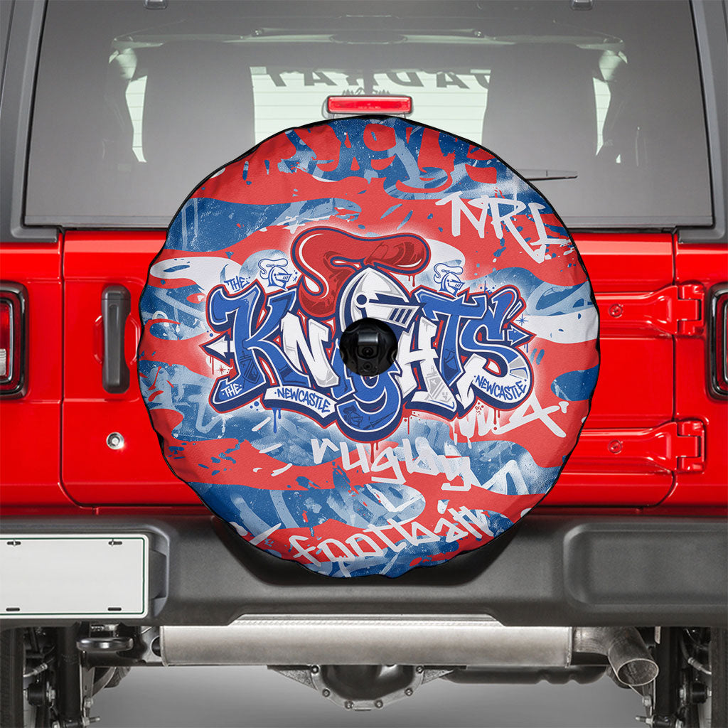Newcastle Knights Rugby Spare Tire Cover Graffiti Typography Urban Camo Abstract Street Style