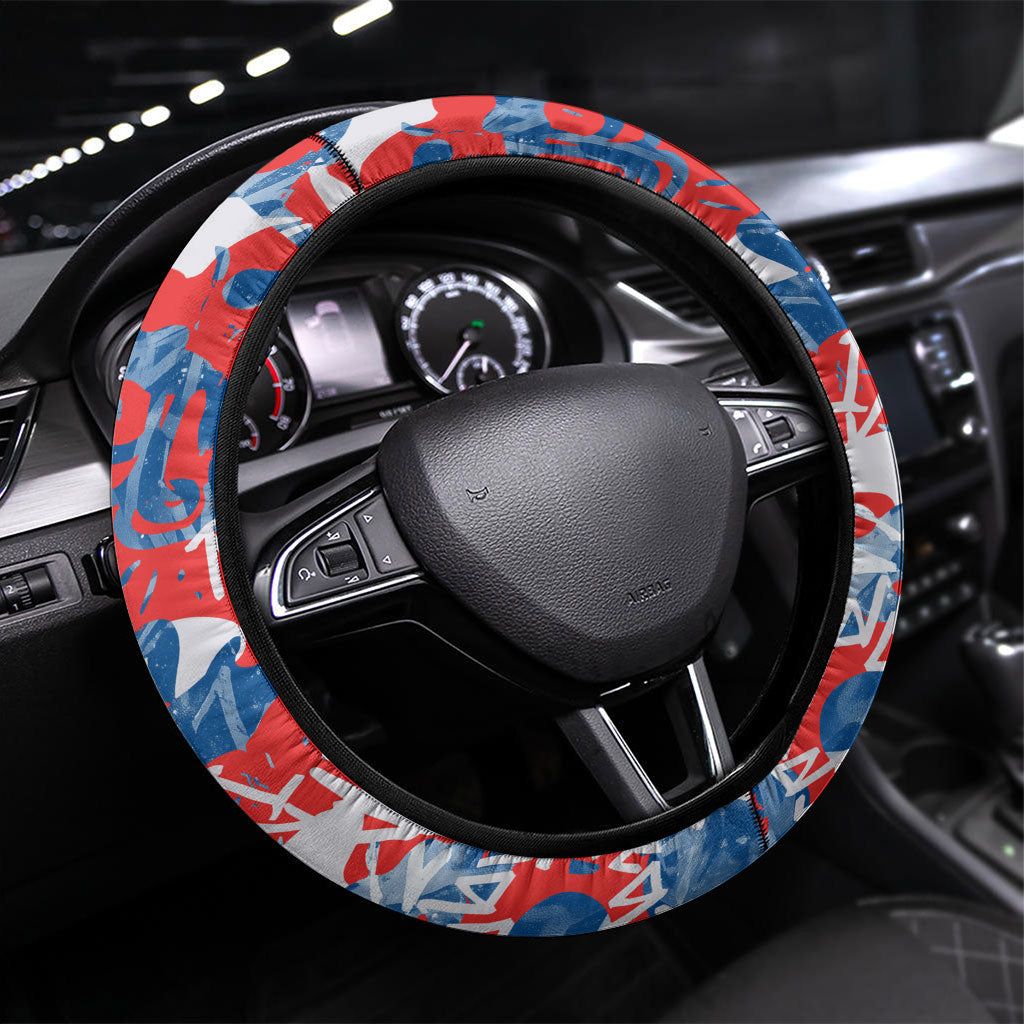 Newcastle Knights Rugby Steering Wheel Cover Graffiti Typography Urban Camo Abstract Street Style