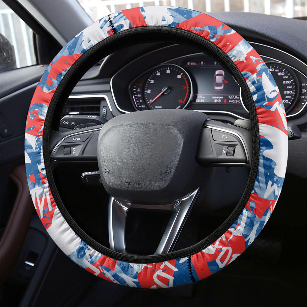 Newcastle Knights Rugby Steering Wheel Cover Graffiti Typography Urban Camo Abstract Street Style
