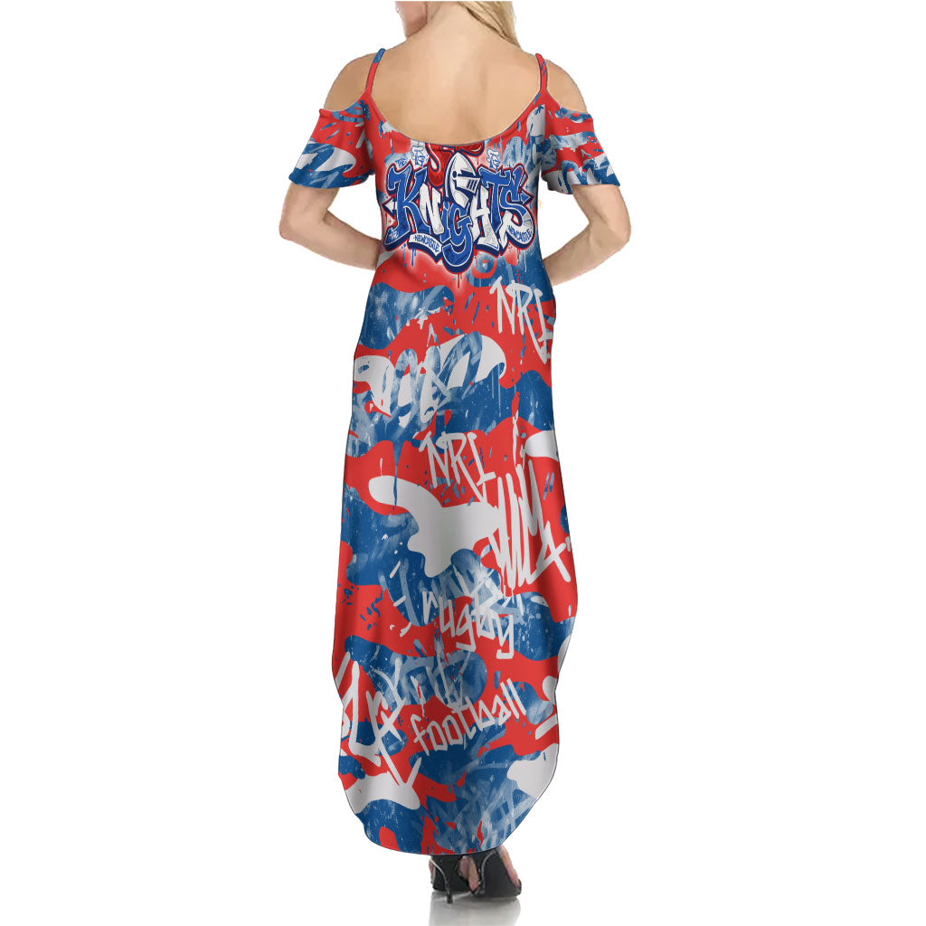 Newcastle Knights Rugby Summer Maxi Dress Graffiti Typography Urban Camo Abstract Street Style