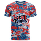 Newcastle Knights Rugby T Shirt Graffiti Typography Urban Camo Abstract Street Style