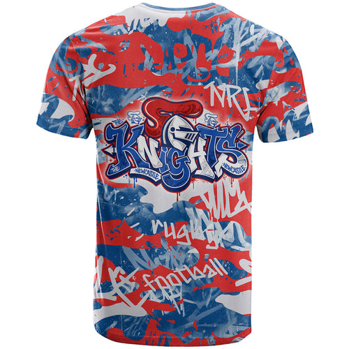 Newcastle Knights Rugby T Shirt Graffiti Typography Urban Camo Abstract Street Style