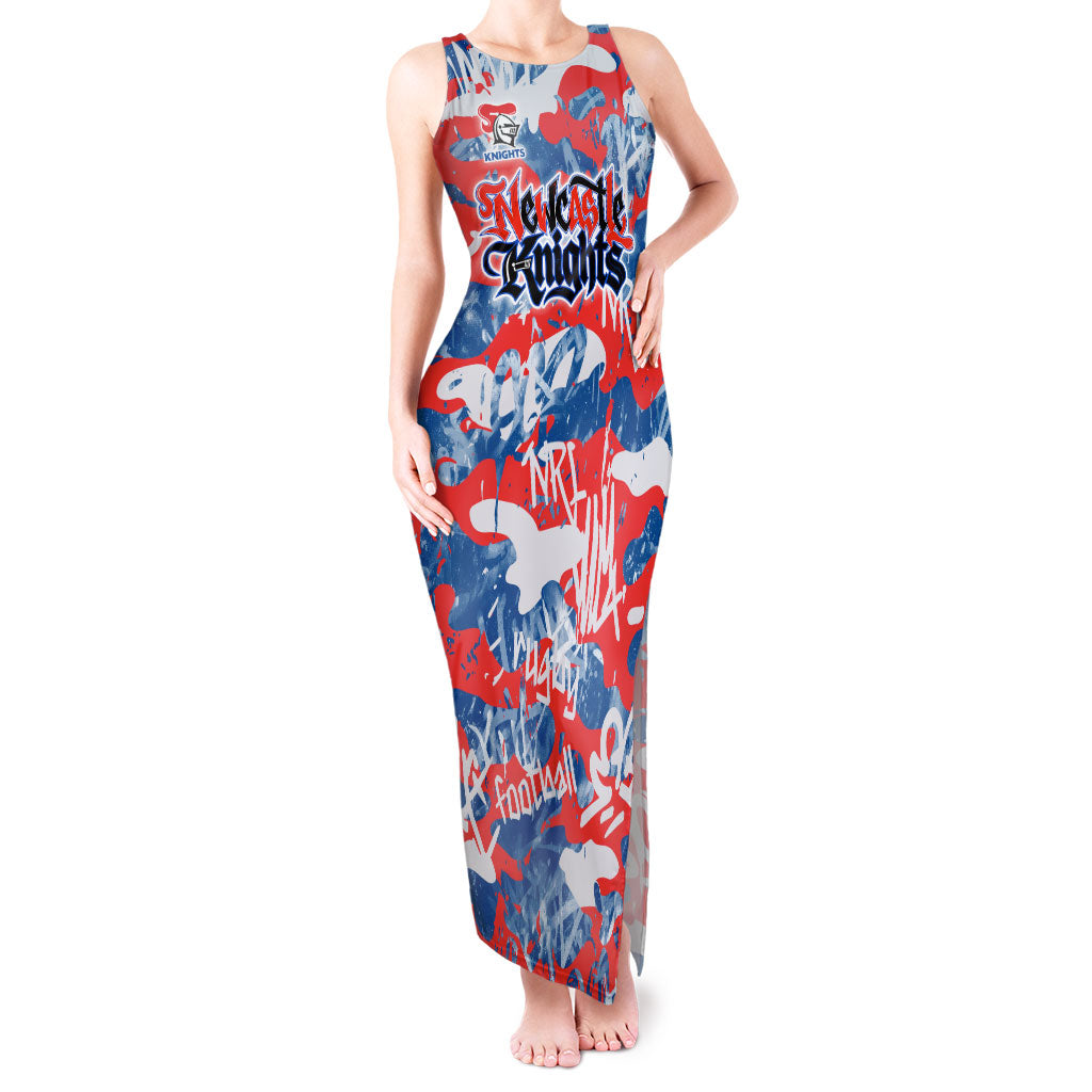 Newcastle Knights Rugby Tank Maxi Dress Graffiti Typography Urban Camo Abstract Street Style