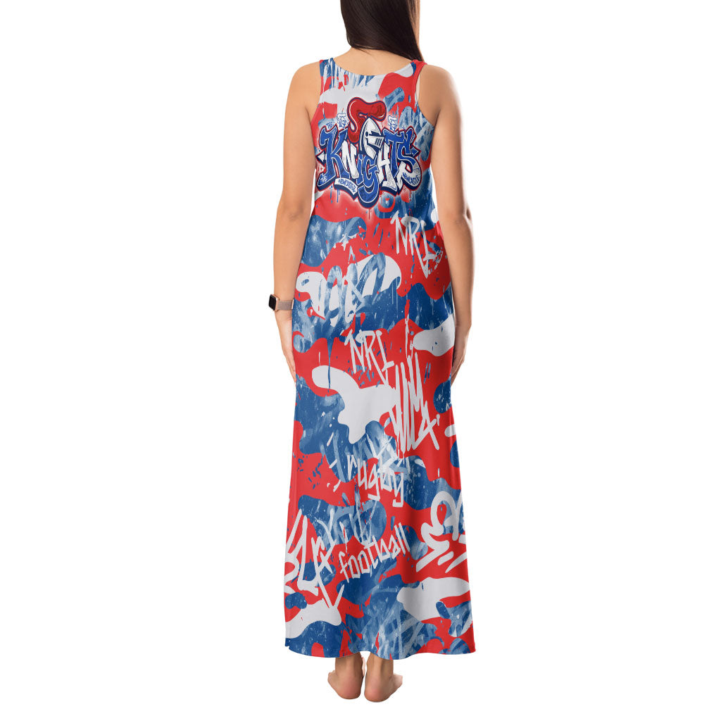 Newcastle Knights Rugby Tank Maxi Dress Graffiti Typography Urban Camo Abstract Street Style