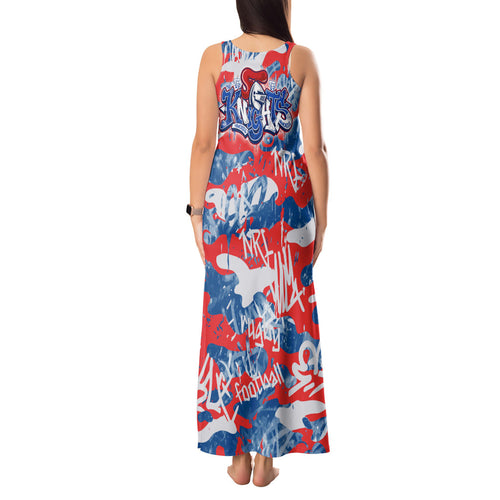 Newcastle Knights Rugby Tank Maxi Dress Graffiti Typography Urban Camo Abstract Street Style