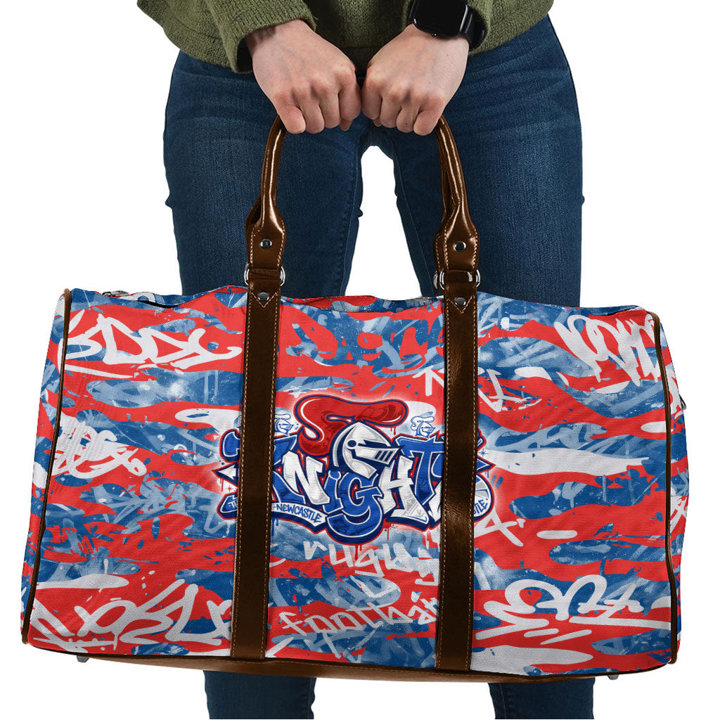 Newcastle Knights Rugby Travel Bag Graffiti Typography Urban Camo Abstract Street Style