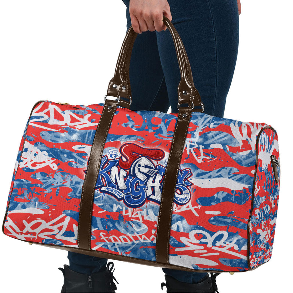 Newcastle Knights Rugby Travel Bag Graffiti Typography Urban Camo Abstract Street Style