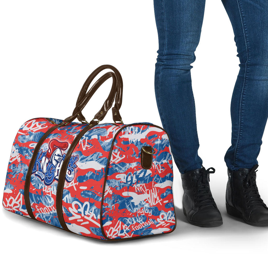 Newcastle Knights Rugby Travel Bag Graffiti Typography Urban Camo Abstract Street Style