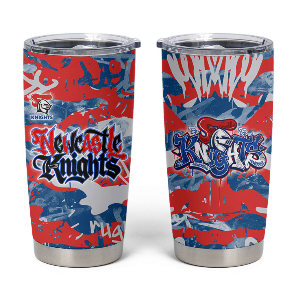 Newcastle Knights Rugby Tumbler Cup Graffiti Typography Urban Camo Abstract Street Style