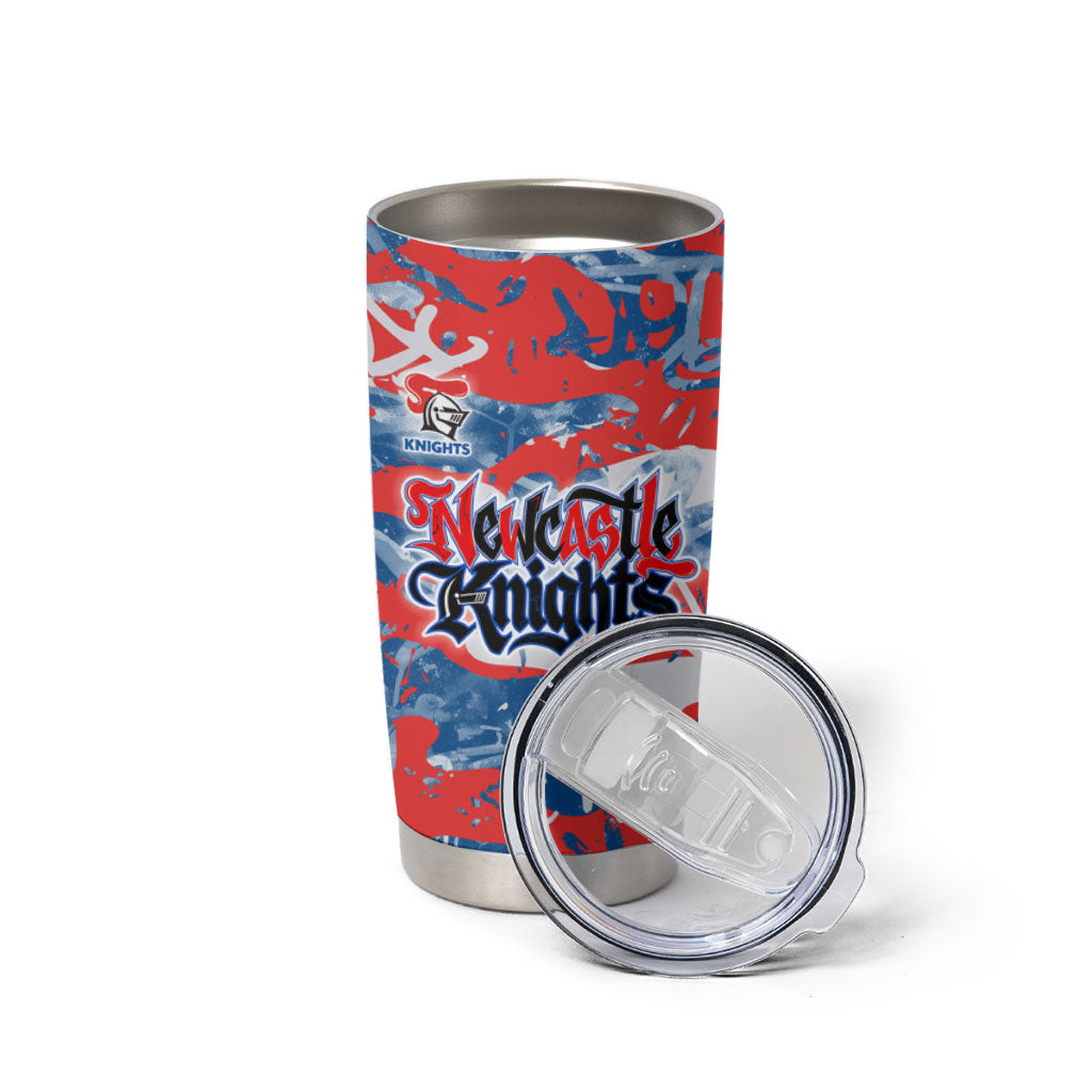 Newcastle Knights Rugby Tumbler Cup Graffiti Typography Urban Camo Abstract Street Style