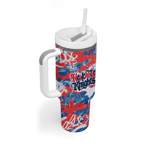 Newcastle Knights Rugby Tumbler With Handle Graffiti Typography Urban Camo Abstract Street Style