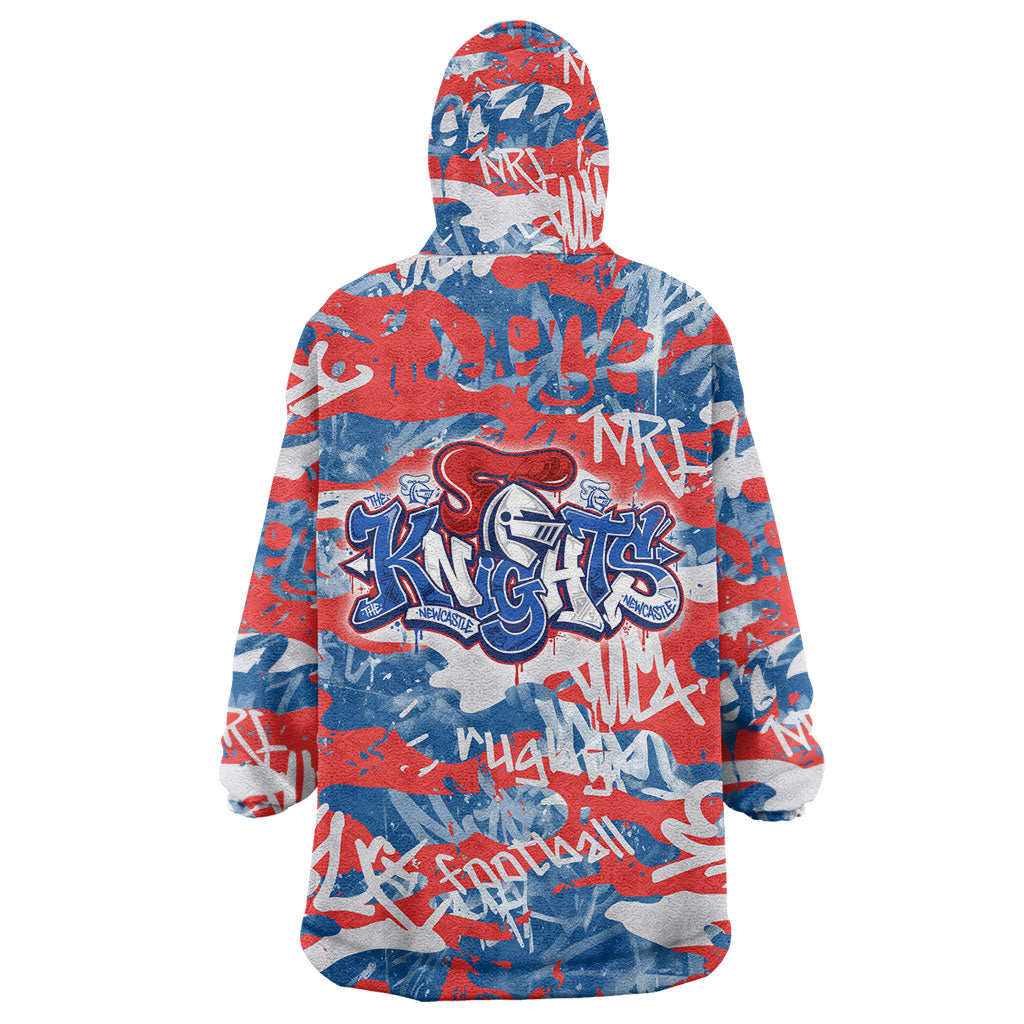 Newcastle Knights Rugby Wearable Blanket Hoodie Graffiti Typography Urban Camo Abstract Street Style