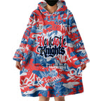 Newcastle Knights Rugby Wearable Blanket Hoodie Graffiti Typography Urban Camo Abstract Street Style