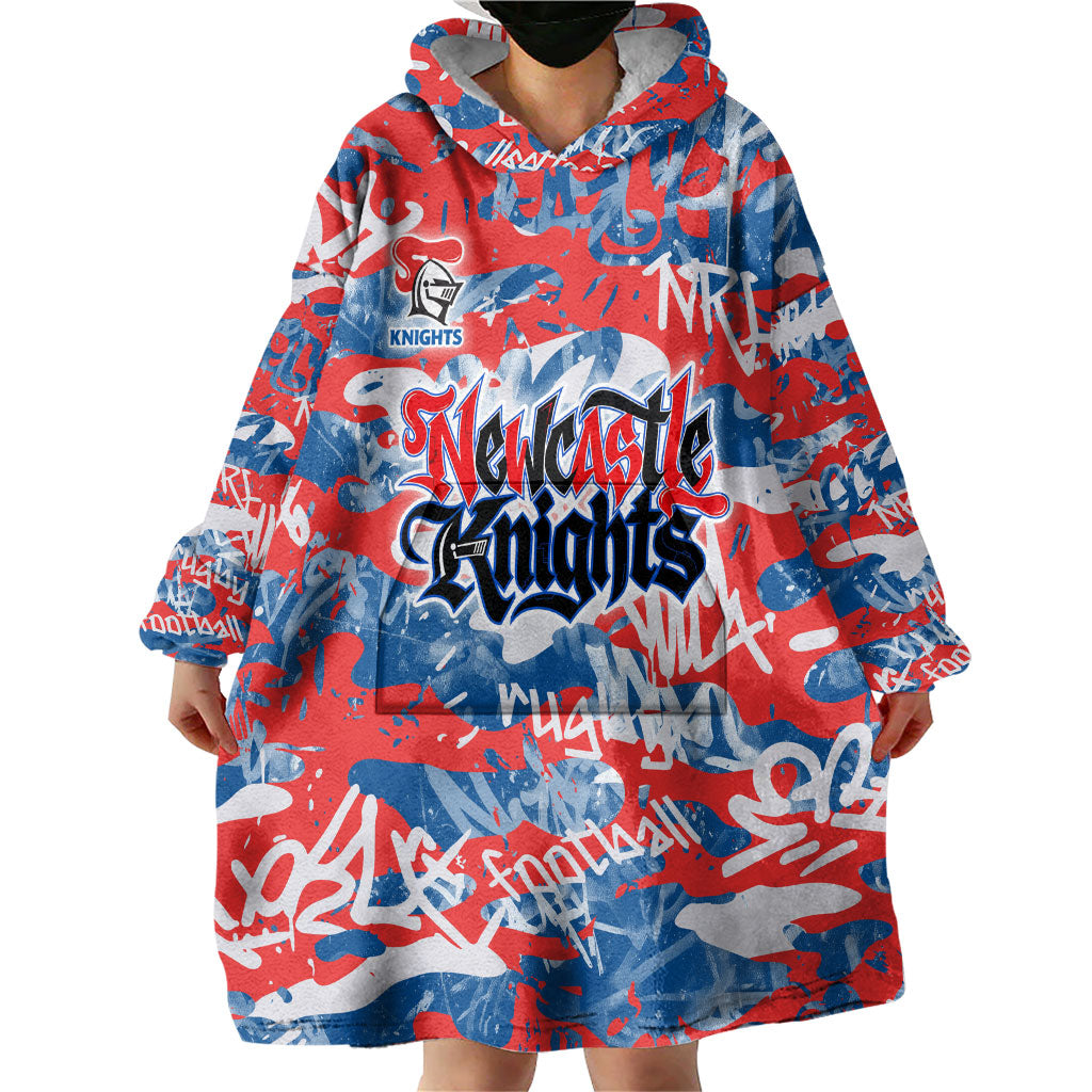 Newcastle Knights Rugby Wearable Blanket Hoodie Graffiti Typography Urban Camo Abstract Street Style