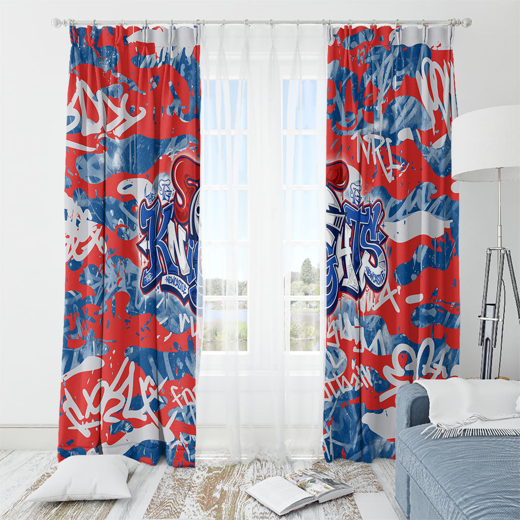 Newcastle Knights Rugby Window Curtain Graffiti Typography Urban Camo Abstract Street Style
