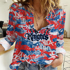 Newcastle Knights Rugby Women Casual Shirt Graffiti Typography Urban Camo Abstract Street Style
