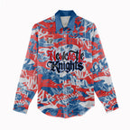 Newcastle Knights Rugby Women Casual Shirt Graffiti Typography Urban Camo Abstract Street Style