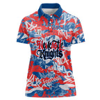 Newcastle Knights Rugby Women Polo Shirt Graffiti Typography Urban Camo Abstract Street Style