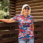 Newcastle Knights Rugby Women Polo Shirt Graffiti Typography Urban Camo Abstract Street Style