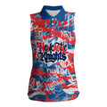 Newcastle Knights Rugby Women Sleeveless Polo Shirt Graffiti Typography Urban Camo Abstract Street Style