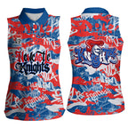 Newcastle Knights Rugby Women Sleeveless Polo Shirt Graffiti Typography Urban Camo Abstract Street Style