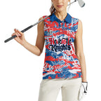Newcastle Knights Rugby Women Sleeveless Polo Shirt Graffiti Typography Urban Camo Abstract Street Style