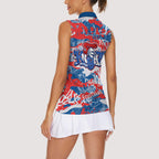 Newcastle Knights Rugby Women Sleeveless Polo Shirt Graffiti Typography Urban Camo Abstract Street Style
