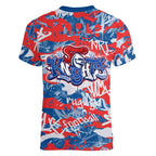 Newcastle Knights Rugby Women V-Neck T-Shirt Graffiti Typography Urban Camo Abstract Street Style