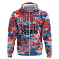 Newcastle Knights Rugby Zip Hoodie Graffiti Typography Urban Camo Abstract Street Style
