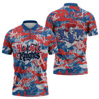 Newcastle Knights Rugby Zipper Polo Shirt Graffiti Typography Urban Camo Abstract Street Style