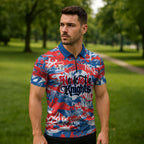 Newcastle Knights Rugby Zipper Polo Shirt Graffiti Typography Urban Camo Abstract Street Style