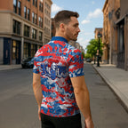 Newcastle Knights Rugby Zipper Polo Shirt Graffiti Typography Urban Camo Abstract Street Style