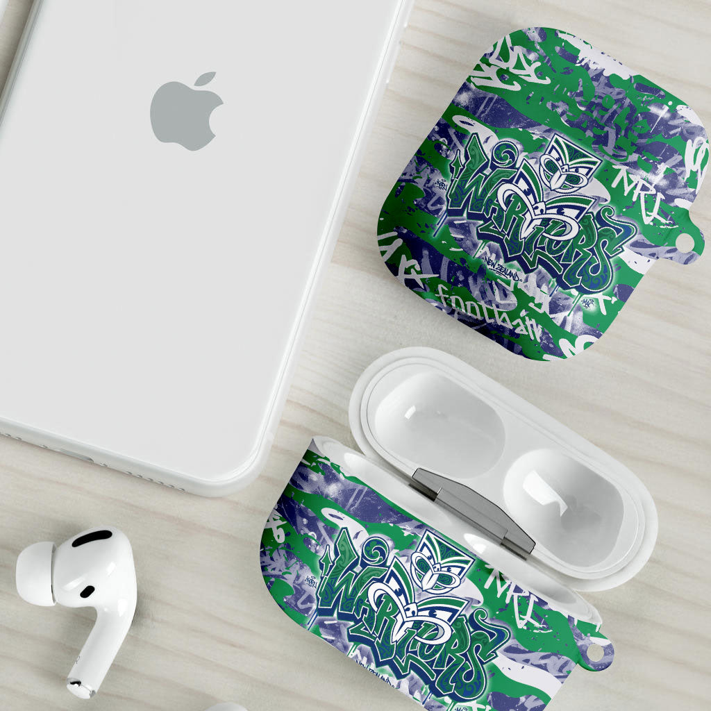 New Zealand Warriors Rugby AirPods Case Graffiti Typography Urban Camo Abstract Street Style