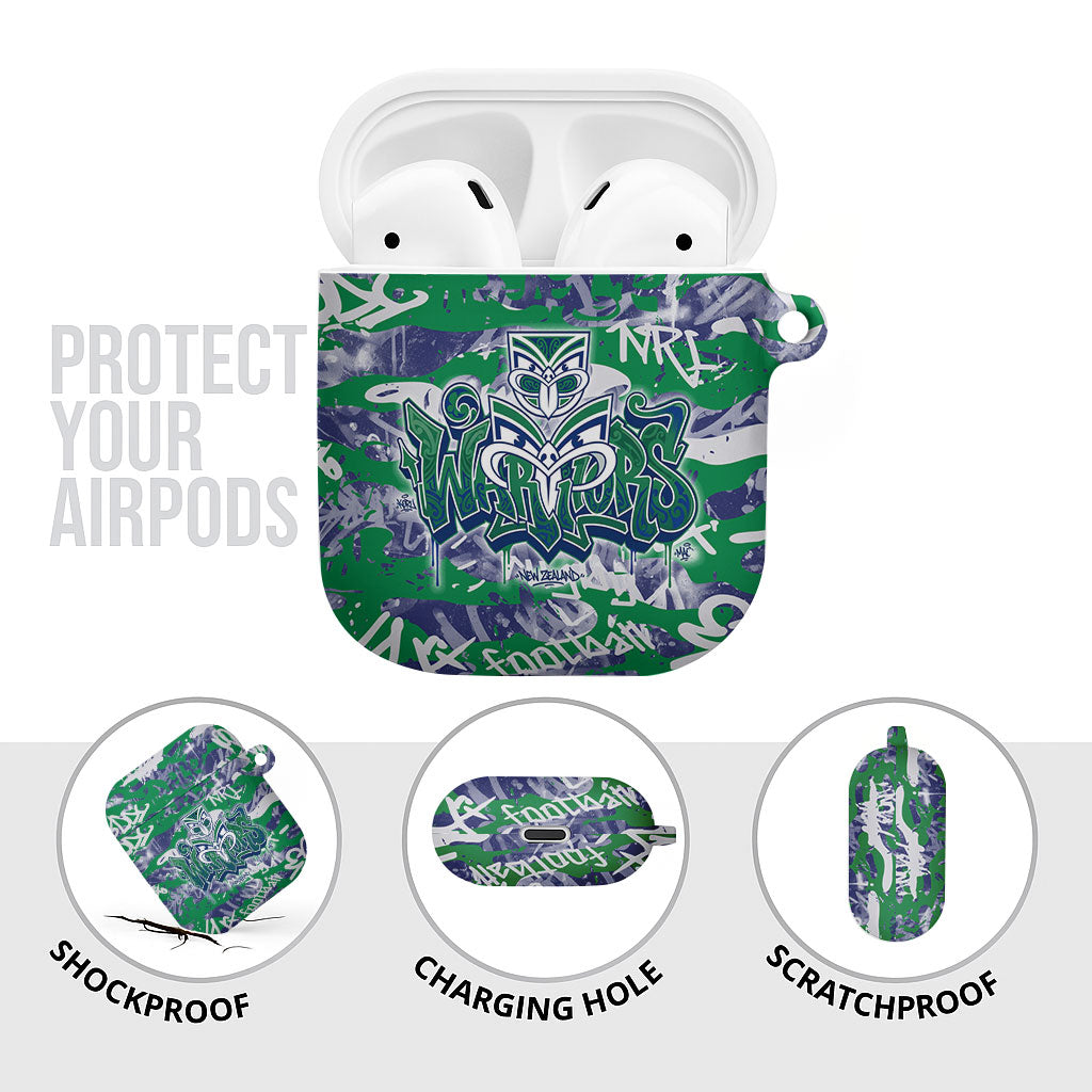 New Zealand Warriors Rugby AirPods Case Graffiti Typography Urban Camo Abstract Street Style