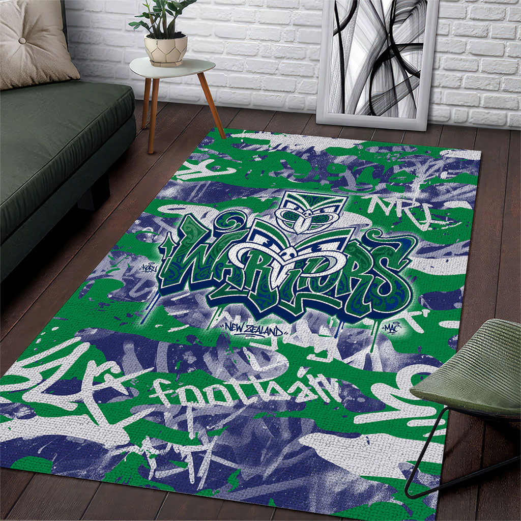 New Zealand Warriors Rugby Area Rug Graffiti Typography Urban Camo Abstract Street Style