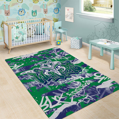 New Zealand Warriors Rugby Area Rug Graffiti Typography Urban Camo Abstract Street Style