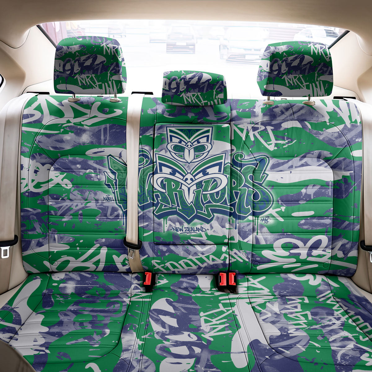 New Zealand Warriors Rugby Back Car Seat Cover Graffiti Typography Urban Camo Abstract Street Style
