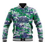 New Zealand Warriors Rugby Baseball Jacket Graffiti Typography Urban Camo Abstract Street Style