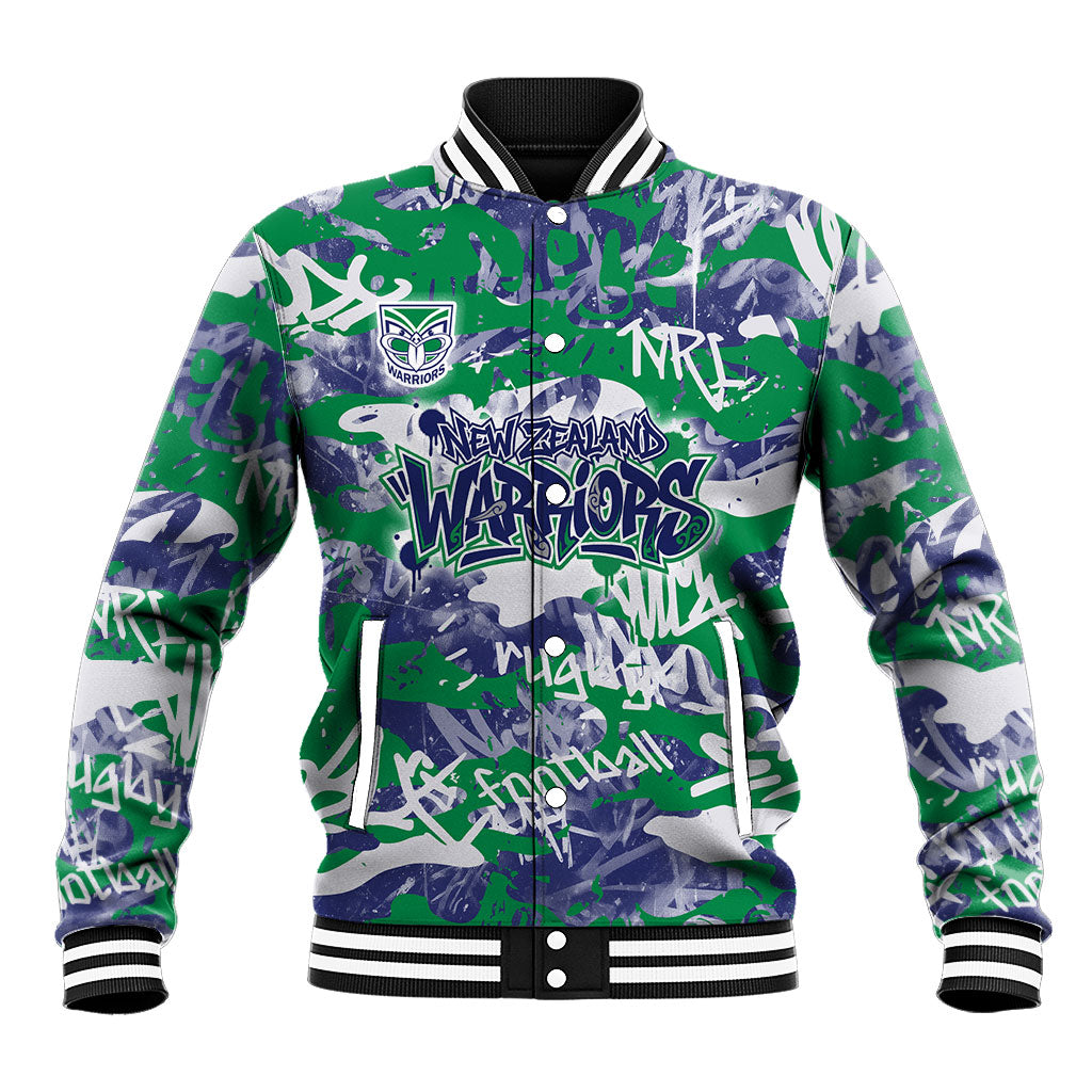 New Zealand Warriors Rugby Baseball Jacket Graffiti Typography Urban Camo Abstract Street Style