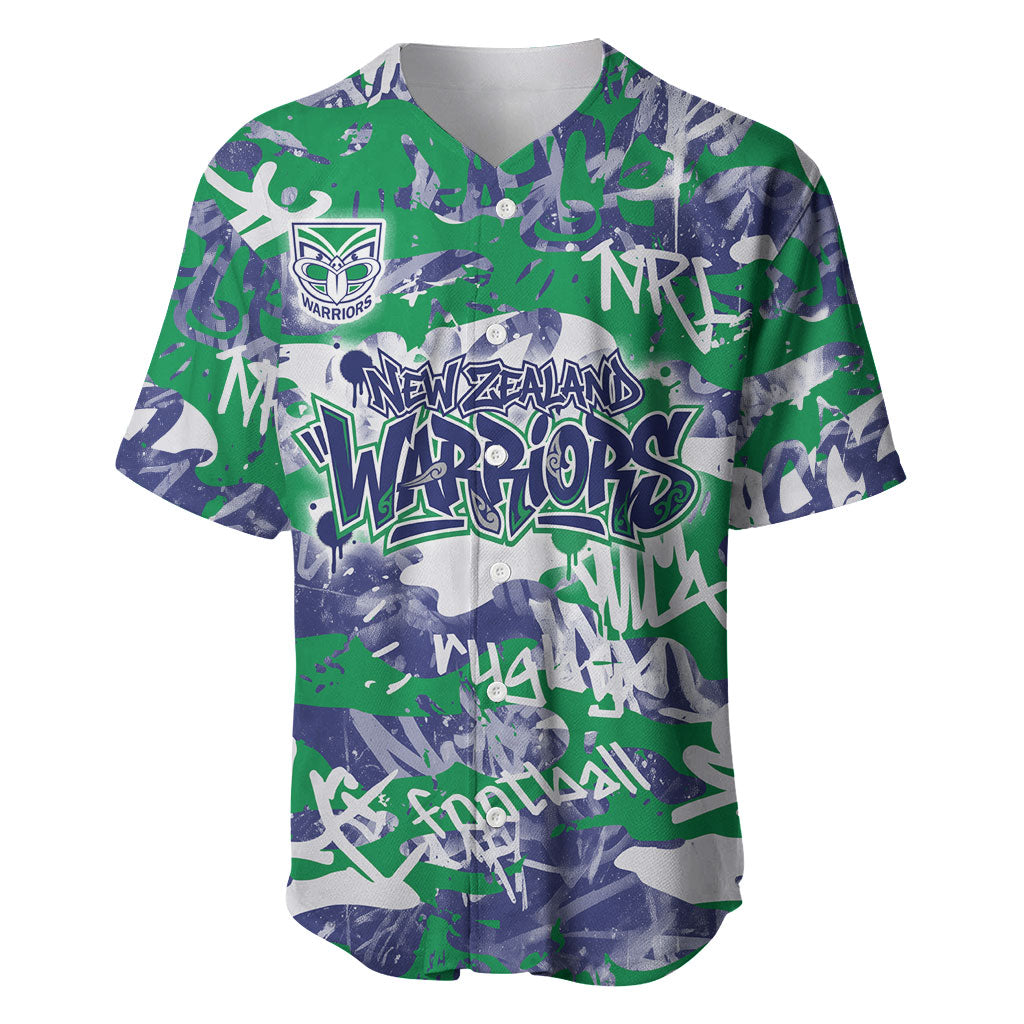 New Zealand Warriors Rugby Baseball Jersey Graffiti Typography Urban Camo Abstract Street Style