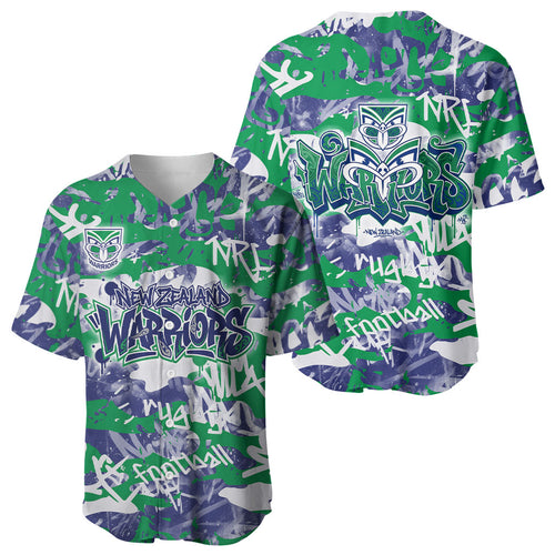 New Zealand Warriors Rugby Baseball Jersey Graffiti Typography Urban Camo Abstract Street Style