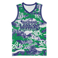 New Zealand Warriors Rugby Basketball Jersey Graffiti Typography Urban Camo Abstract Street Style